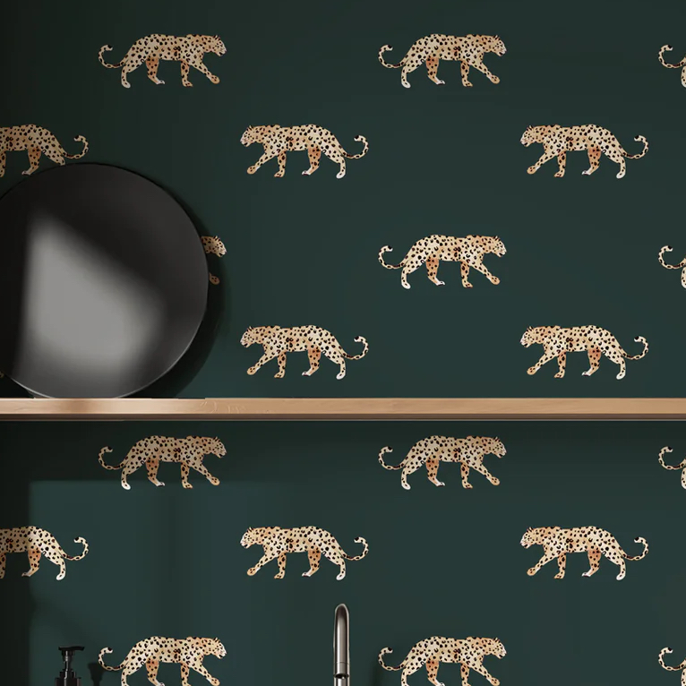 Leopard Deep Teal Wallpaper